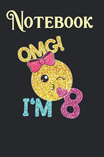 Composition, Journal Notebook: 8th Birthday Kiss Emoji omg im 8 years old Girl 6 in x 9 in x 100 Lined and Blank Pages for Notes, To Do Lists, Notepad, Journal Gift for your beloveds
