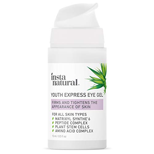 Crema en Gel para Ojos InstaNatural - Reduce Arrugas, Ojeras, Bolsas y Enrojecimiento - Mezcla Antiedad Pura y Orgánica Unisex con Ácido Hialurónico - Levanta la Piel - Tamaño de Viaje -15 ml
