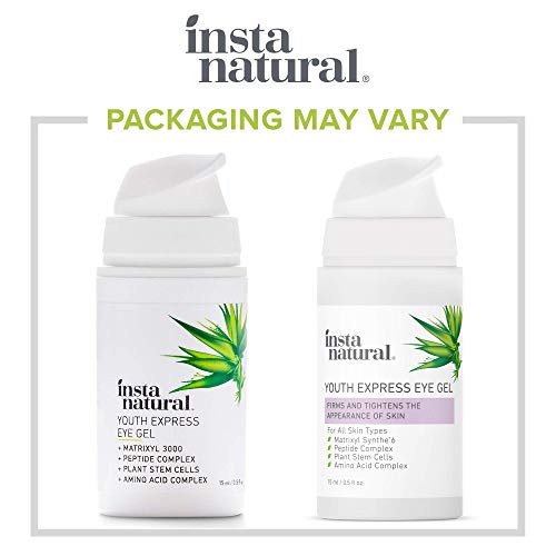 Crema en Gel para Ojos InstaNatural - Reduce Arrugas, Ojeras, Bolsas y Enrojecimiento - Mezcla Antiedad Pura y Orgánica Unisex con Ácido Hialurónico - Levanta la Piel - Tamaño de Viaje -15 ml