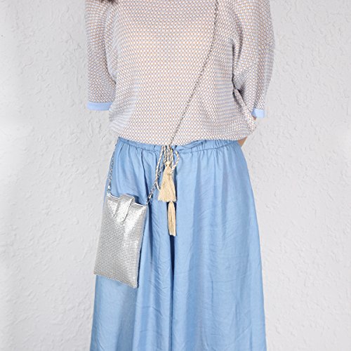 Crossbody Monederos y Bolsos Con Correa Monedero Bolso Pequeño Pequeña Mochila para Llevar El Bolso De Mano(Plateado)