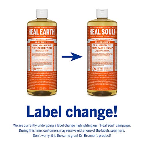 Del Dr. Bronner Tea Tree Castilla Jabón Hecho con ingredientes orgánicos 32 oz