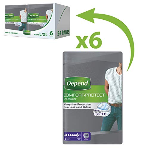 Depend Ropa interior absorbente Absorción Normal Talla L/XL Hombre - 54 unidades