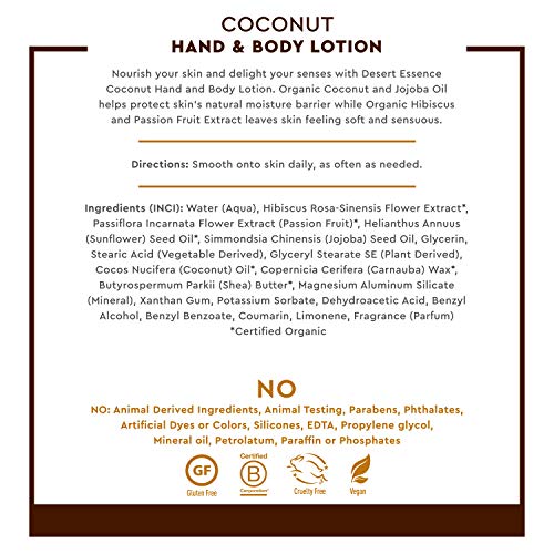 Desert Essence Loción de manos y cuerpo de coco 8 fl oz