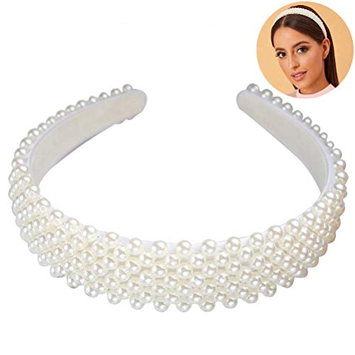 Diadema de Perlas Tocado de Perlas Accesorios para el Cabello para Mujeres … (Blanco)