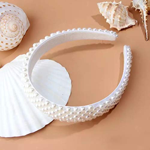Diadema de Perlas Tocado de Perlas Accesorios para el Cabello para Mujeres … (Blanco)