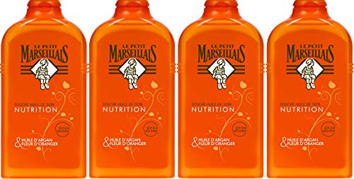 Ducha aceite nutritivo/aceite de argán y azahar de Marruecos, 250 ml, juego de 4, de la marca Le Petit Marseillais