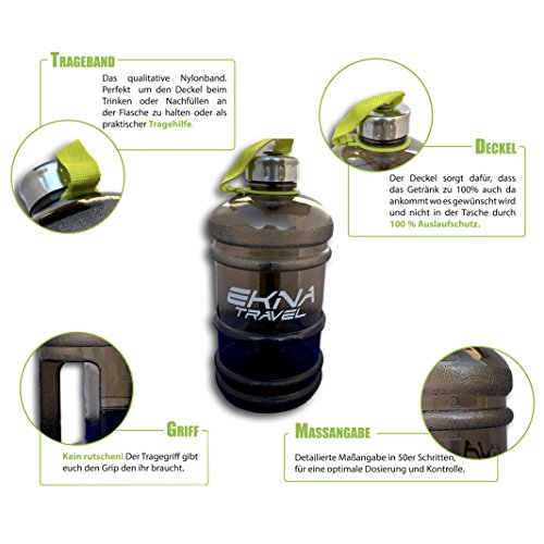 EKNA Bottle| 2.2 litres | l'eau Bottle| Eau Bottle| Eau Gallon| Idéal pour l'eau quotidienne Requirements| pour tous les jours Life|fitness ou Travel| sans BPA |with Indicateur de niveau