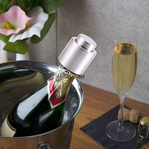 EmNarsissus 1 Unidad de sellador de champán/Vino Tinto de Acero Inoxidable, tapón de Botella de Vino, sellador al vacío Fresco, Herramientas de Barra para Fiestas de celebración