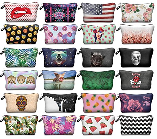 Estuches plumier Multicolor Bolsa de Aseo Estuche Make Up Bag Power Pink Roses [009]