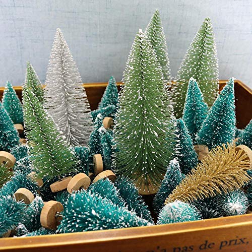 flower205 12 Piezas Sisal Seda Torre De Nieve Pino Mini Árbol De Navidad Pequeño Árbol De Navidad Decorativo Accesorios De Manualidades Navideñas, Accesorios De Joyería De Bricolaje, Etc.