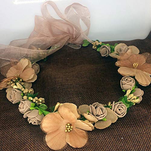 Frcolor Vendas de la corona de la flor, guirnalda floral Vendas de la guirnalda del pelo de la guirnalda para los apoyos de la fotografía de la fiesta del festival de la boda, 2pcs
