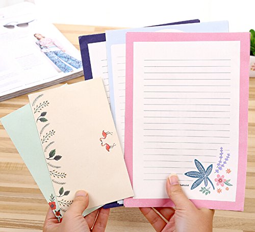 Funcoo - Papel de escritura, 48 unidades, con 24 sobres y hoja de pegatinas Style-1(8.3'' x 5.8'')