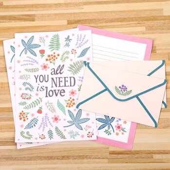 Funcoo - Papel de escritura, 48 unidades, con 24 sobres y hoja de pegatinas Style-1(8.3'' x 5.8'')