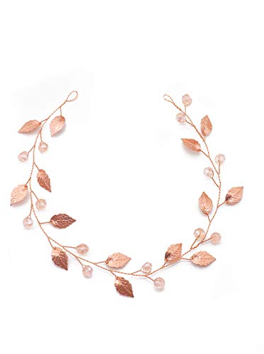 Gracewedding - diadema de pelo largo para novia - color oro rosa - estilo vintage - diadema de cristal - accesorio para boda