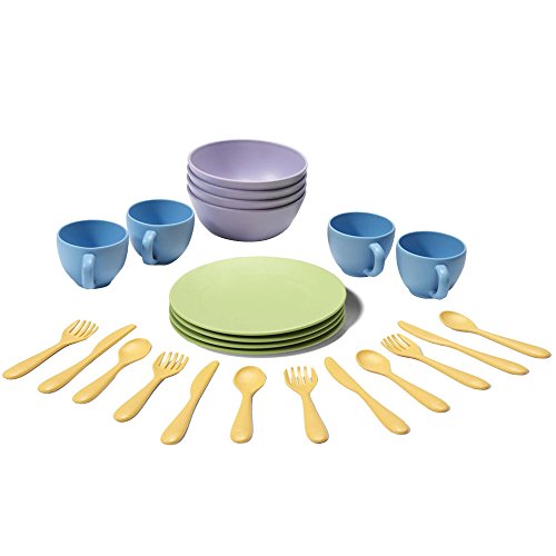 Green Toys - Set de platos, vasos y cubiertos (DSH01R)