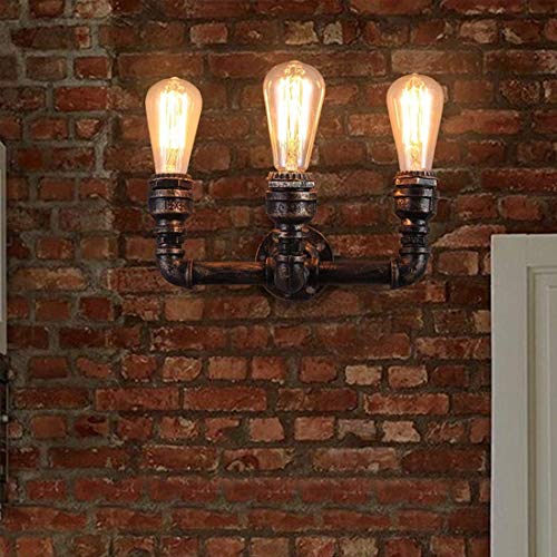 Iluminación de arte Etro Lámpara de pared Diseño industrial de época Luces Luz de pared Tubo creativo Grifo de tubo Metal Hierro Aplique Bombilla E27 Socket Fixture Iluminación decorativa de interior