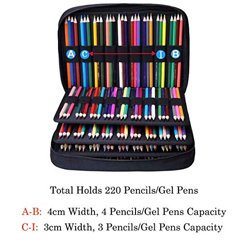 Jakago Estuche Para 220 Lápices de Colores Gran Capacidad Organizador de Bolígrafos Bolsa Impermeable Para Lápices de Acuarela y Marcadores y Bolígrafos de Gel Regalo Para Artistas Estudiantes