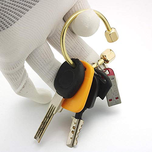 JIAXIA Llaveros de Cobre Hechos a Mano Puros, llaveros para Coche, Mujeres, Hombres, Metal, Personalidad Simple, Llavero de Negocios, Soporte para Llavero Dorado