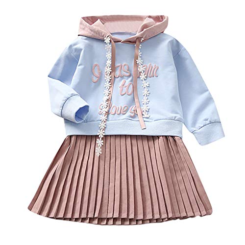 K-youth Ropa Niña, Letra Vestido De Bebé Niña Sudadera con Capucha Princesa Vestido De Niñas para Fiesta Infantil Trajes de Ceremonia Casual 2018 (Azul, 4-5 años)