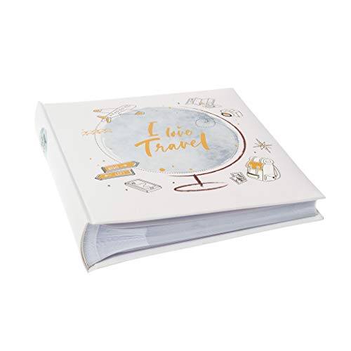 Kenro HOL126 - Álbum de Fotos (200 Fotos, 10 x 15 cm), diseño de Globo con Texto I Love Travel, Color Blanco y Azul