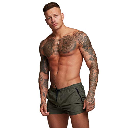Kfnire Bañadores de natación, Pantalones Cortos de los Hombres de Secado rápido Playa Surf Corriendo Pantalones Cortos de natación Boxeadores Ligero Shorts (EU M=Tag L, Verde)