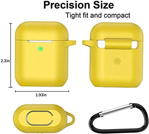 KOKOKA Funda AirPods Silicona Compatible con AirPods 2 & 1 (LED Frontal Visible) - [Funciona con Carga inalámbrica] [Extra protección] [sin complicaciones] - Amarillo
