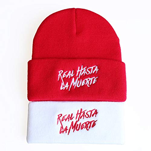 Kylewo Gorro - Gorro Real hasta La Muerte, Gorro de Punto Hip Hop, Gorro de Punto/Acabado de Bordado, Muchos Colores para Elegir