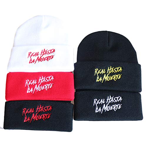 Kylewo Gorro - Gorro Real hasta La Muerte, Gorro de Punto Hip Hop, Gorro de Punto/Acabado de Bordado, Muchos Colores para Elegir