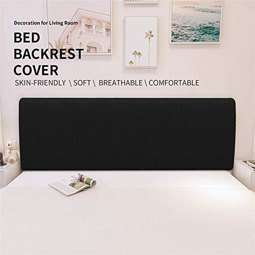 LINGKY Funda De Cabecera De Cama Elástica, Funda De Cabecera De Jacquard Cuadrada Pequeña, Funda De Cabecera De Cama A Prueba De Polvo para Dormitorio (Negro,Queen)