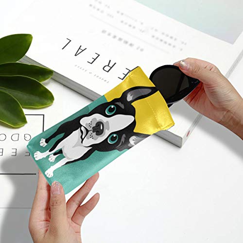 linomo - Funda de microfibra para gafas de sol Boston Terrier de perro, bolsa de piel, bolsa de almacenamiento para gafas y teléfonos móviles