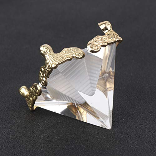 LIOOBO Estatuilla de Pirámide de Cristal con Soporte de Oro para La Prosperidad Energía Positiva Buena Suerte