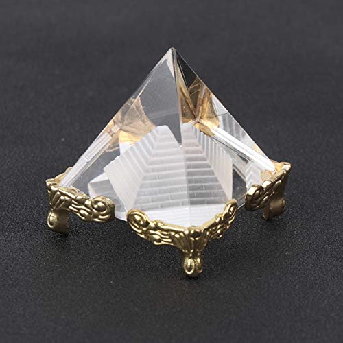 LIOOBO Estatuilla de Pirámide de Cristal con Soporte de Oro para La Prosperidad Energía Positiva Buena Suerte