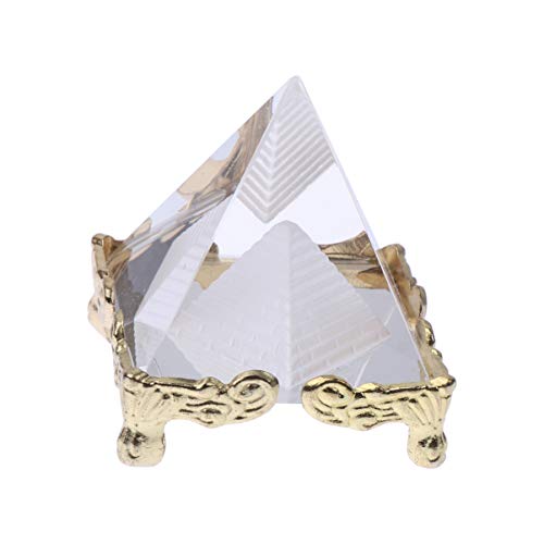 LIOOBO Estatuilla de Pirámide de Cristal con Soporte de Oro para La Prosperidad Energía Positiva Buena Suerte
