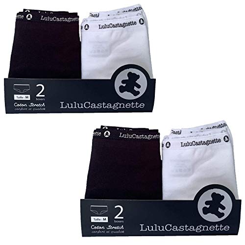 Lulu Castagnette - Juego de 4 bóxer para mujer, algodón elástico multicolor S