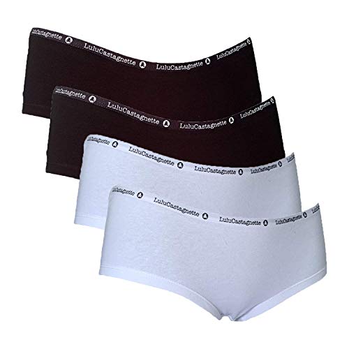 Lulu Castagnette - Juego de 4 bóxer para mujer, algodón elástico multicolor S