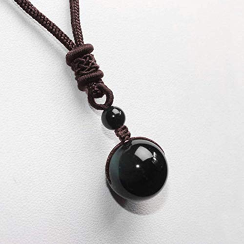 Lvcky Collar de 4 piezas de obsidiana natural negra de 16 mm