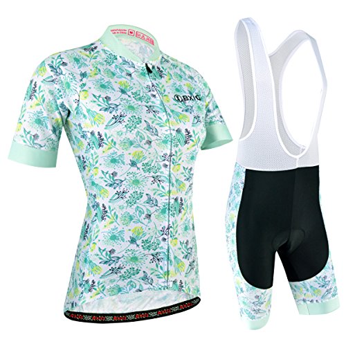 Maillot Ciclismo Mujer, Ciclismo Conjunto de Ropa con Culotte Pantalones Acolchado 3D para Deportes al Aire Libre Ciclo Bicicleta, Azul y Blanco, L