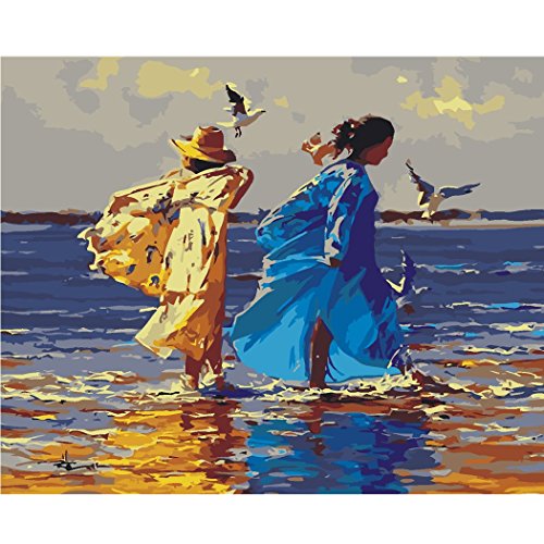 Medigy Pintura al óleo de DIY por números Adultos Regalos de San Valentín sin Marco Pigmentos acrílicos no tóxicos 16x20IN-Love-Beach