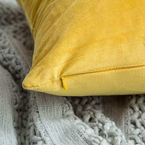 MIULEE Terciopelo Funda de Cojine Funda de Almohada del Sofá Throw Cojín Decoración Almohada Caso de la Cubierta Decorativo para Sala de Estar 30x 50cm 12 x 20 Pulgadas 2 Pieza Amarillo limón