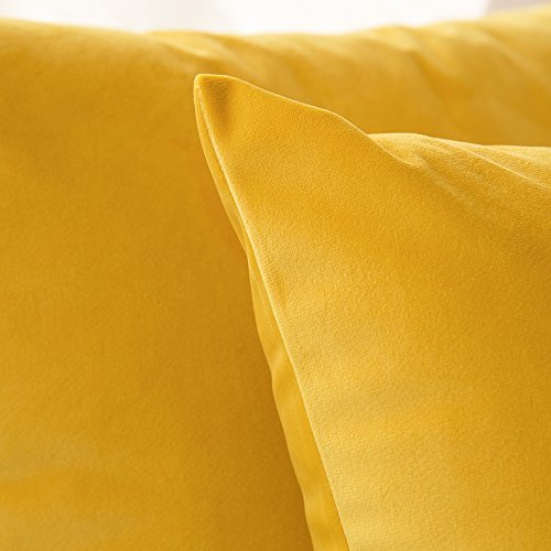 MIULEE Terciopelo Funda de Cojine Funda de Almohada del Sofá Throw Cojín Decoración Almohada Caso de la Cubierta Decorativo para Sala de Estar 30x 50cm 12 x 20 Pulgadas 2 Pieza Amarillo limón