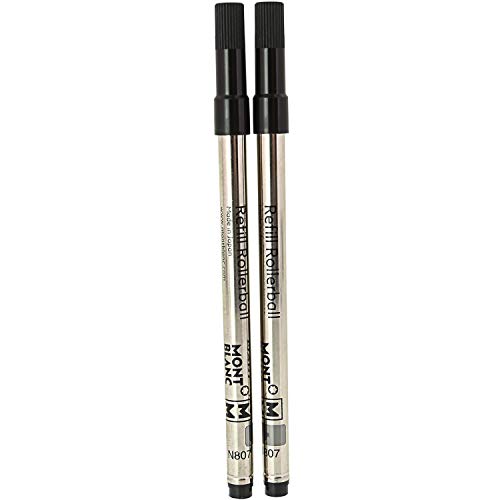 Montblanc 105158 Recambios de punta mediana para Rollerball – Recargas de alta calidad Mystery Black, 1 paquete x 2 Recargas