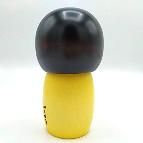 Muñeca Kokeshi de Madera Auténtica Chica Feliz Color Amarillo