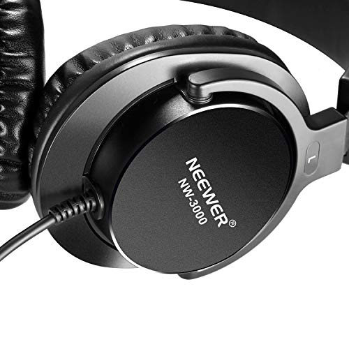 Neewer NW-3000 Auriculares Cerrados de Estudio, Auriculares Dinámicos de 10Hz - 26Khz Ligero con 3 Metros de Cable, Enchufes 3,5mm y 6,5mm para Música,Películas,Grabación