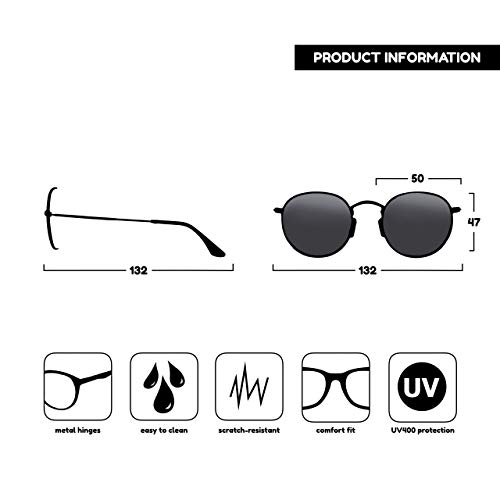 Opulize Sol Años 60 clásicos Retro Redondo Mate Gunmetal Puntas Negras Hombres Mujeres Lectores De Sol Gafas De Lectura UV400 S94-7 +3,00