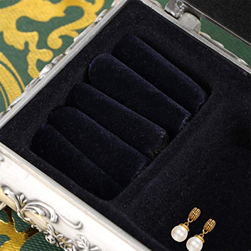 OUNONA - Joyero de metal tallado en rosa rectangular con anillo, organizador de anillos, caja de almacenamiento vintage para el día de la madre, regalo para mujeres y niñas