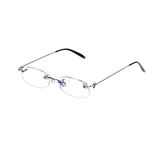 Pack of 2 Unisexo Gafas de Lectura sin Montura +2.5(60-64 años) para Hombres y Mujeres Ligeras (14g) Lente Transparente Retro Vintage Moda, con Funda