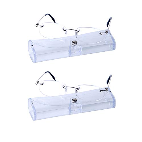 Pack of 2 Unisexo Gafas de Lectura sin Montura +2.5(60-64 años) para Hombres y Mujeres Ligeras (14g) Lente Transparente Retro Vintage Moda, con Funda