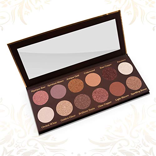 Paleta de sombras de ojos mate, brillante, tonos nude, maquillaje barroco romántico, incluye 12 colores nude románticos y oro rosa, paleta de sombras de ojos vegana profesional