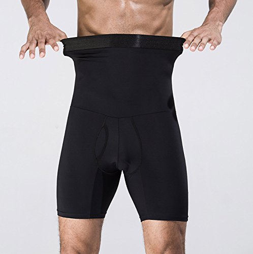 Panegy - Hombre Calzoncillos Bóxer con Faja Moldeadora Abdominal Transpirable Suave Ropa Interior con Cinturón Adelgazante Reductor Men Underwear - Negro - L
