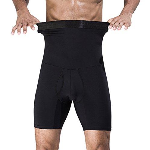 Panegy - Hombre Calzoncillos Bóxer con Faja Moldeadora Abdominal Transpirable Suave Ropa Interior con Cinturón Adelgazante Reductor Men Underwear - Negro - L